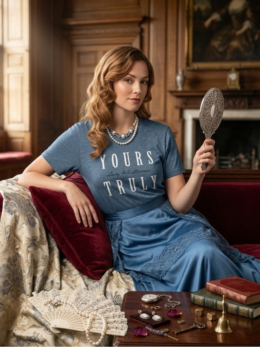 Bridgerton Lady Whistledown Yours Truly Graphic Tee Shirt | Size M 🗞️💙